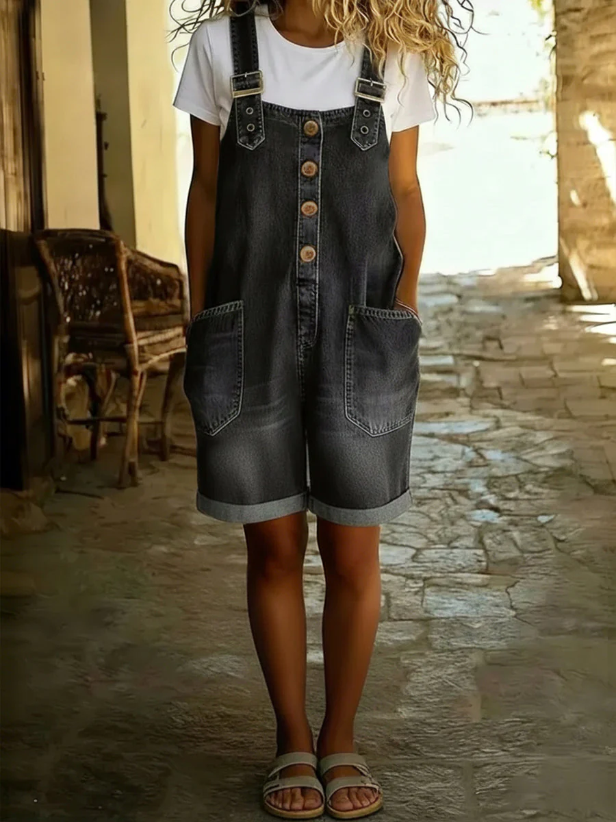 Entspanntes Shorts-Jumpsuit mit verstellbaren Trägern - Image 3