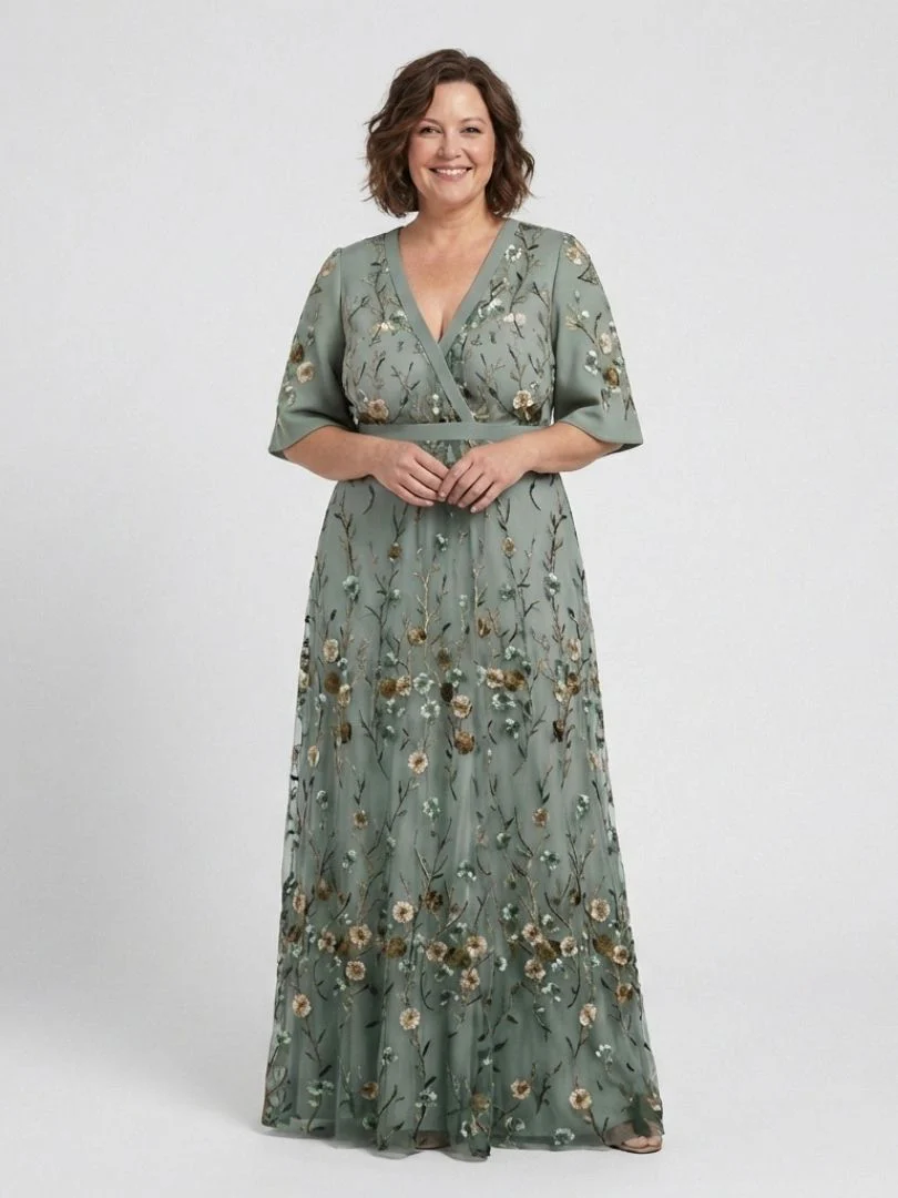 Evadne | Besticktes V-Ausschnitt Maxikleid - Image 4