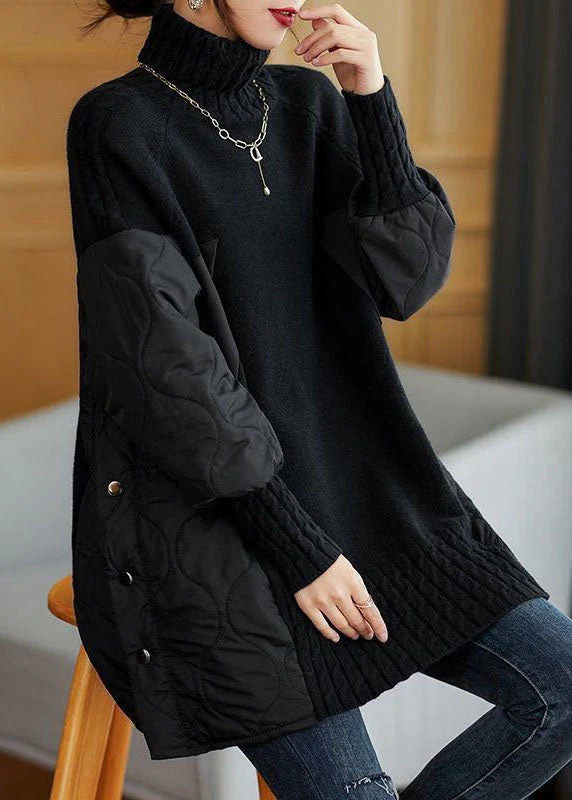 Hailey™ - Einfacher Patchwork-Pullover mit Rollkragen - Image 4