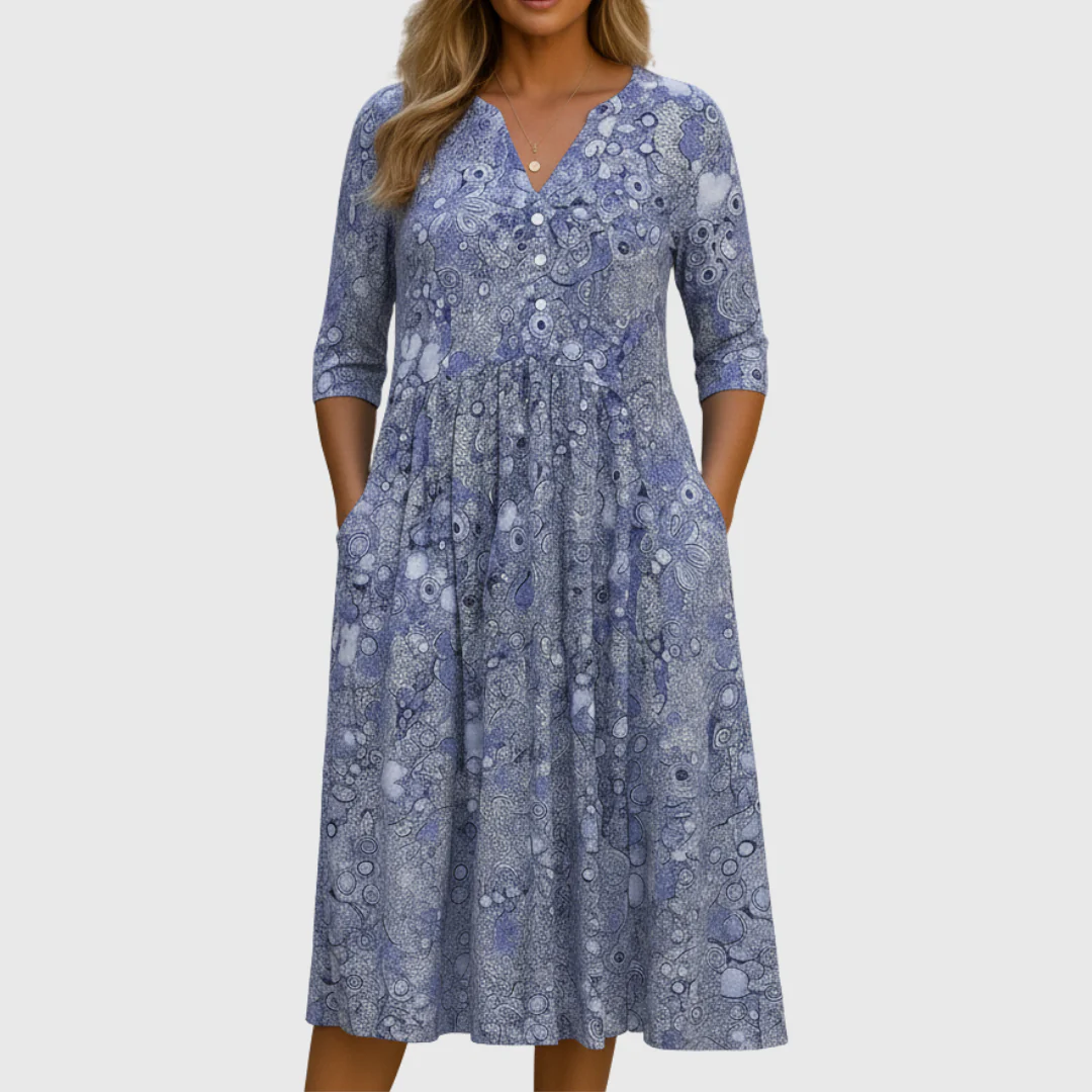 Harlow | Anmutiges V-Ausschnitt Eleganz Midi Kleid - Image 4