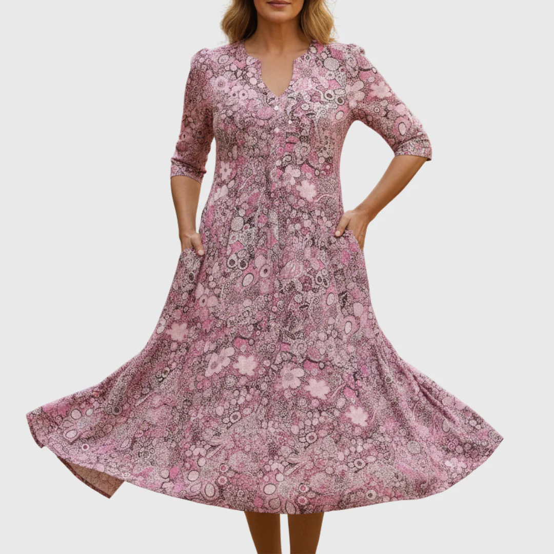Harlow | Anmutiges V-Ausschnitt Eleganz Midi Kleid - Image 6