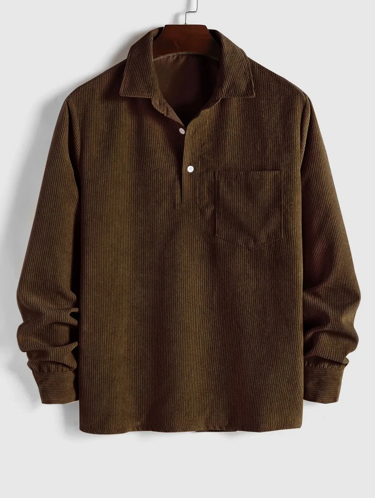 Herren Corduroy Langarmhemd mit halber Knopfleiste - Image 11