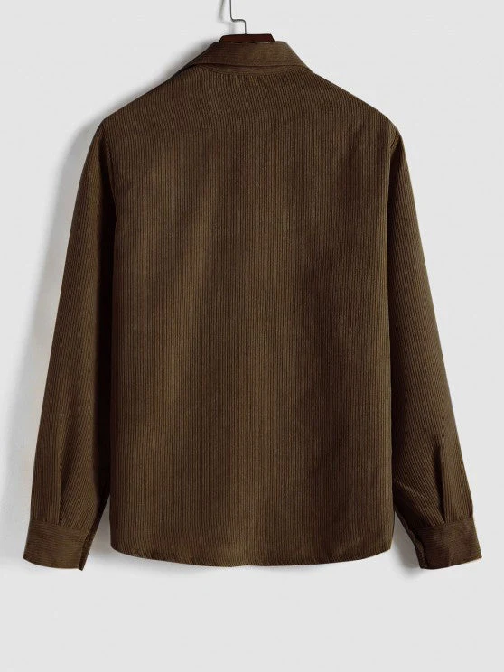 Herren Corduroy Langarmhemd mit halber Knopfleiste - Image 12