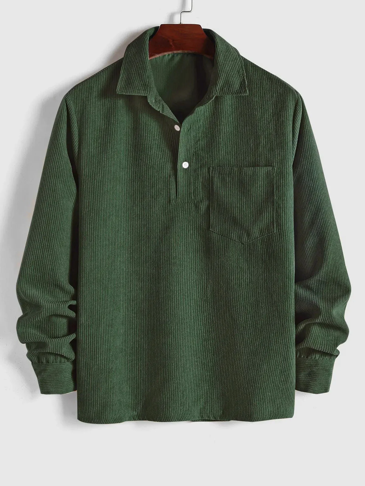 Herren Corduroy Langarmhemd mit halber Knopfleiste - Image 17