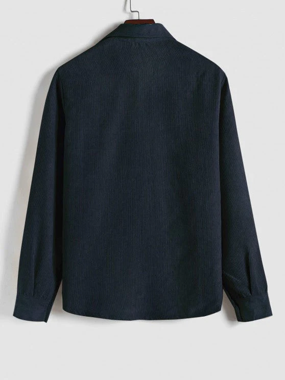 Herren Corduroy Langarmhemd mit halber Knopfleiste - Image 2