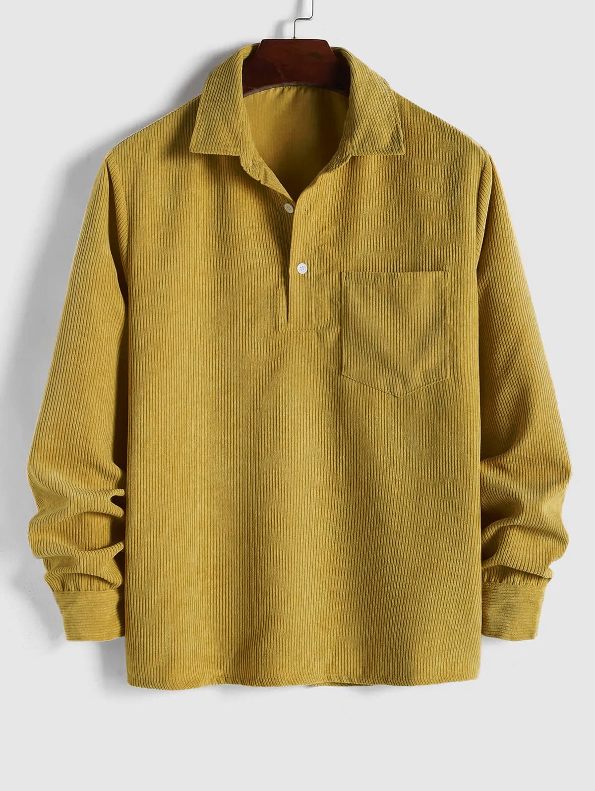 Herren Corduroy Langarmhemd mit halber Knopfleiste - Image 22