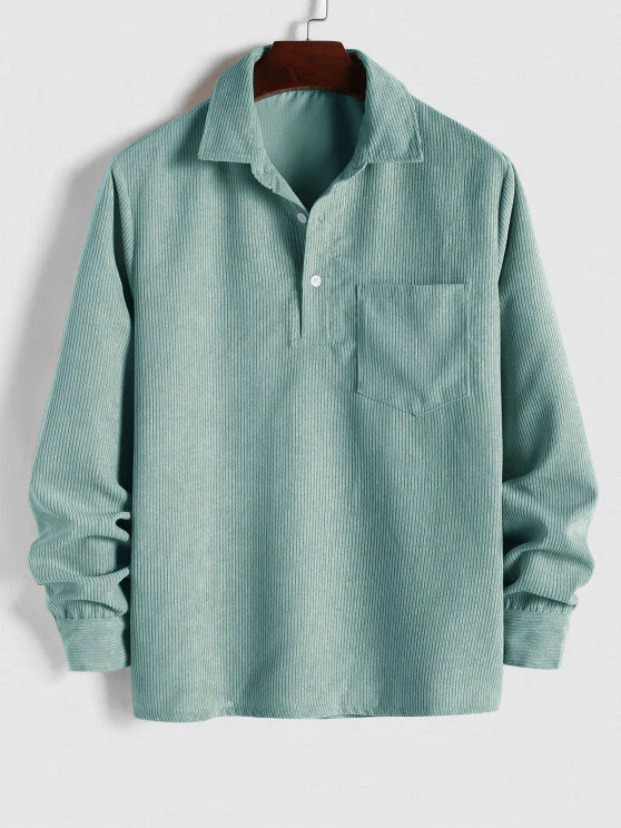 Herren Corduroy Langarmhemd mit halber Knopfleiste - Image 26