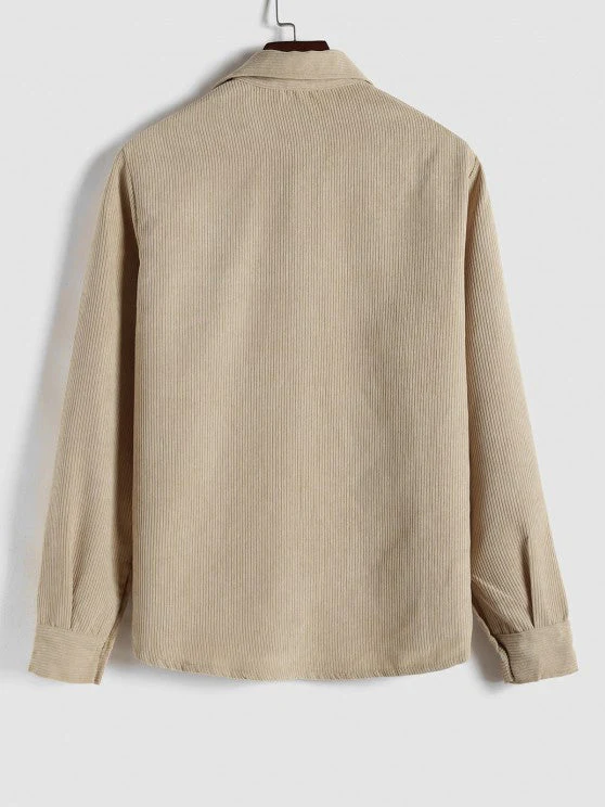 Herren Corduroy Langarmhemd mit halber Knopfleiste - Image 7