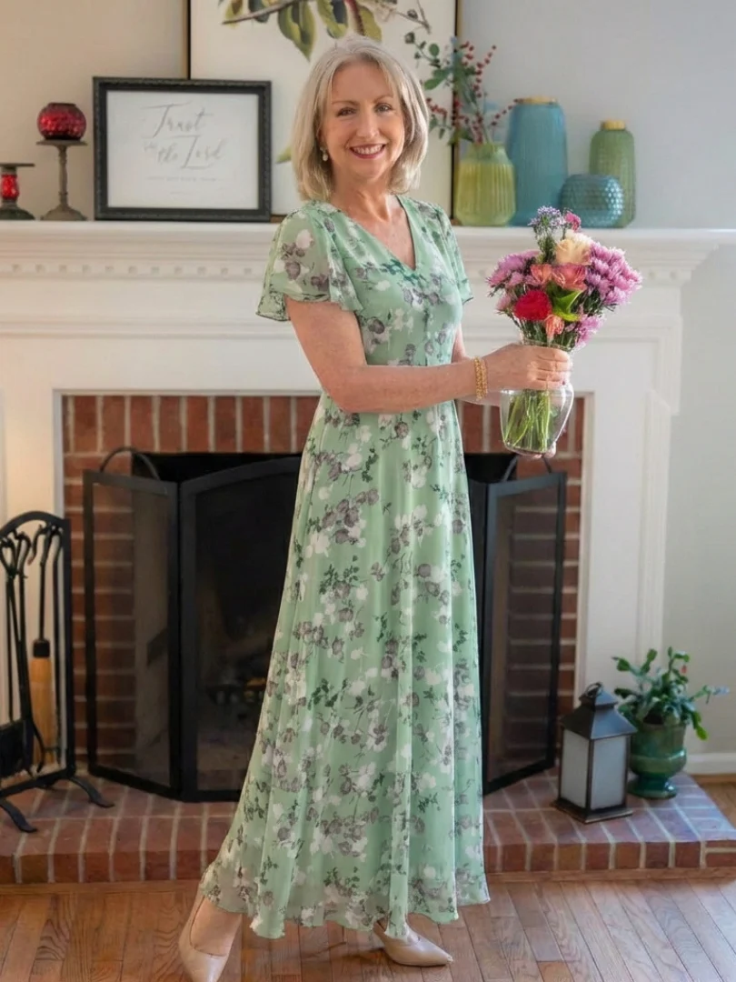 Ismeria | Floral Chiffon Maxikleid - Image 7