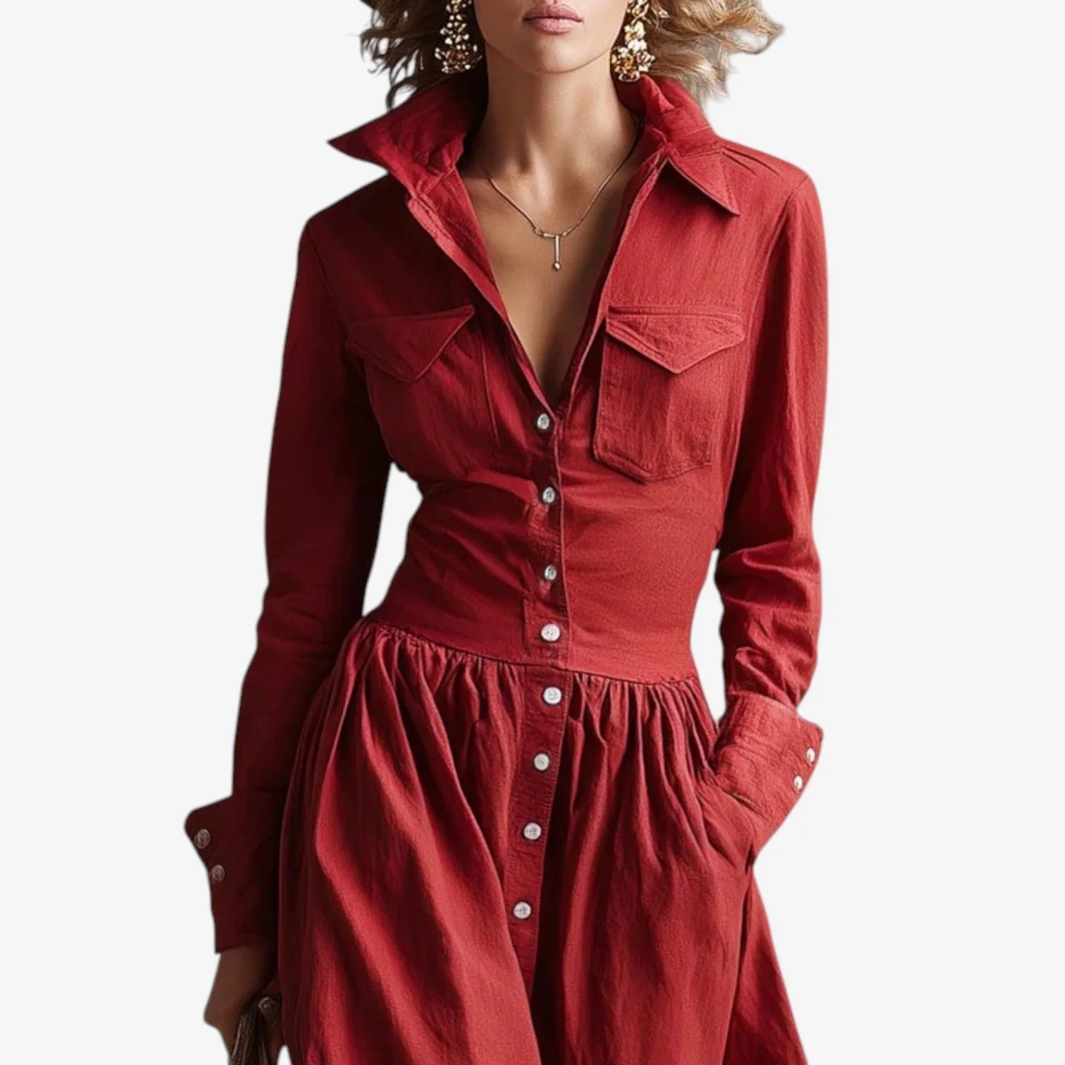 Janine™ Elegantes Knopfkleid - Image 2
