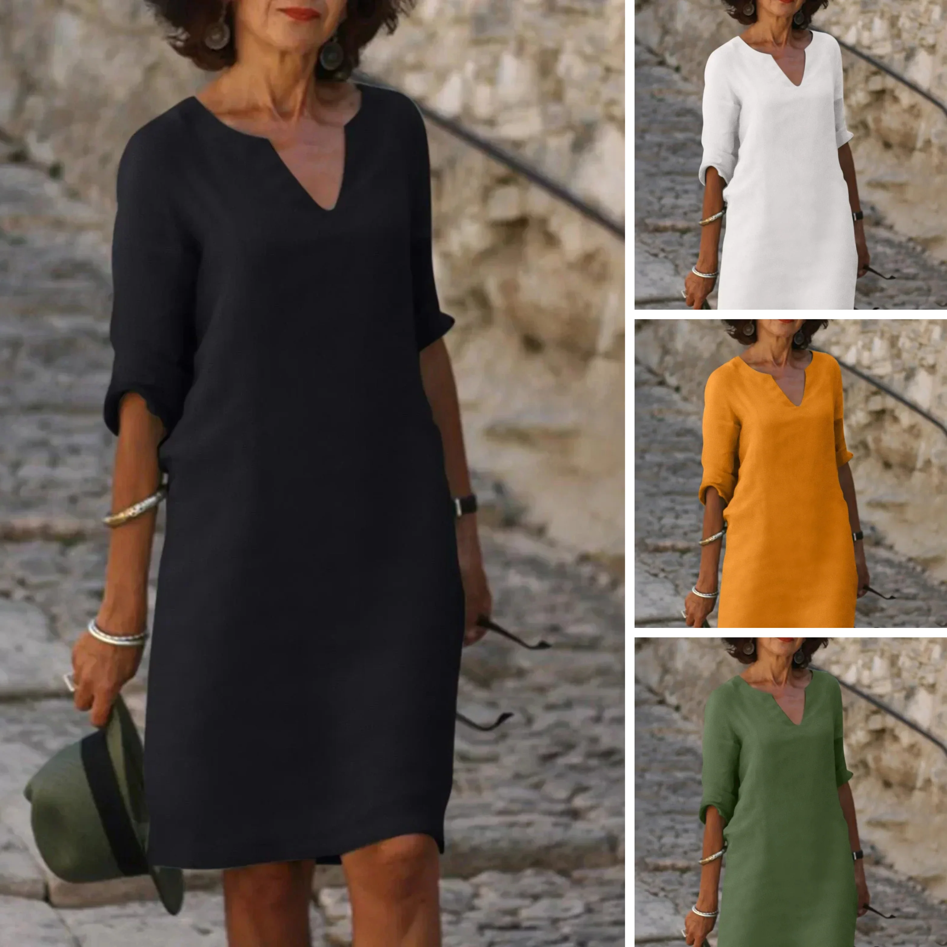 Lola - Lässiges V-Ausschnitt-Kleid - Image 13
