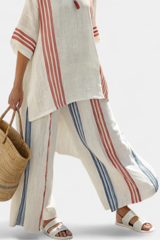 Ludovica – schickes, mehrfarbiges gestreiftes Top und mediterrane Hosen - Image 3