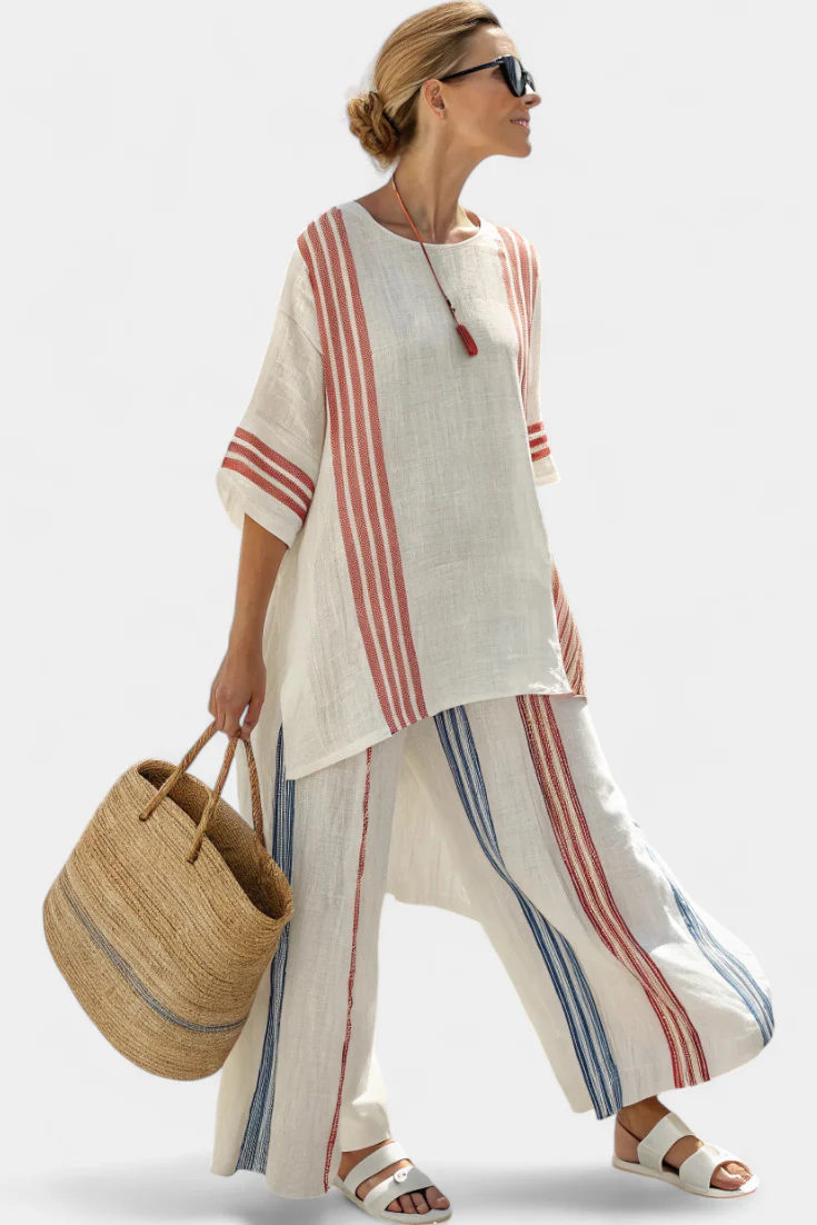 Ludovica – schickes, mehrfarbiges gestreiftes Top und mediterrane Hosen - Image 4