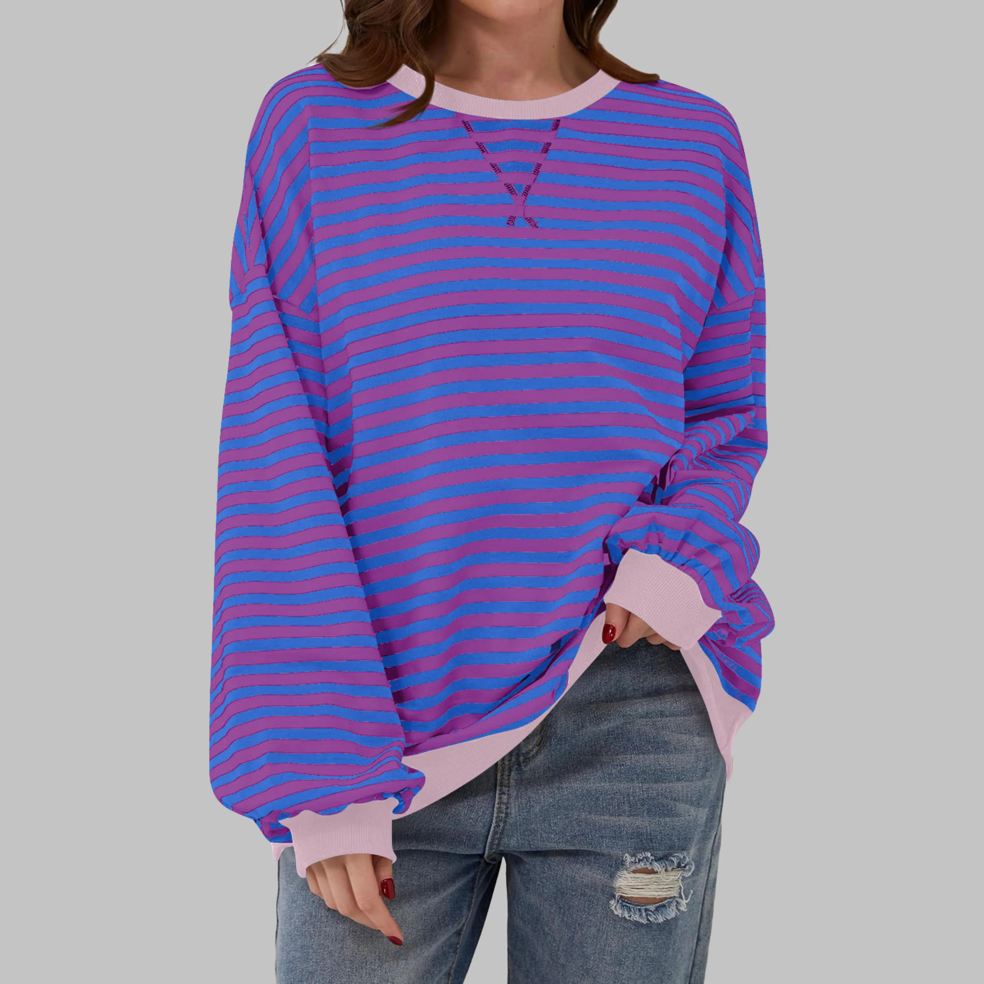 LUKA™ - Gestreiftes Langarm-Casual-Sweatshirt mit Rundhalsausschnitt - Image 10