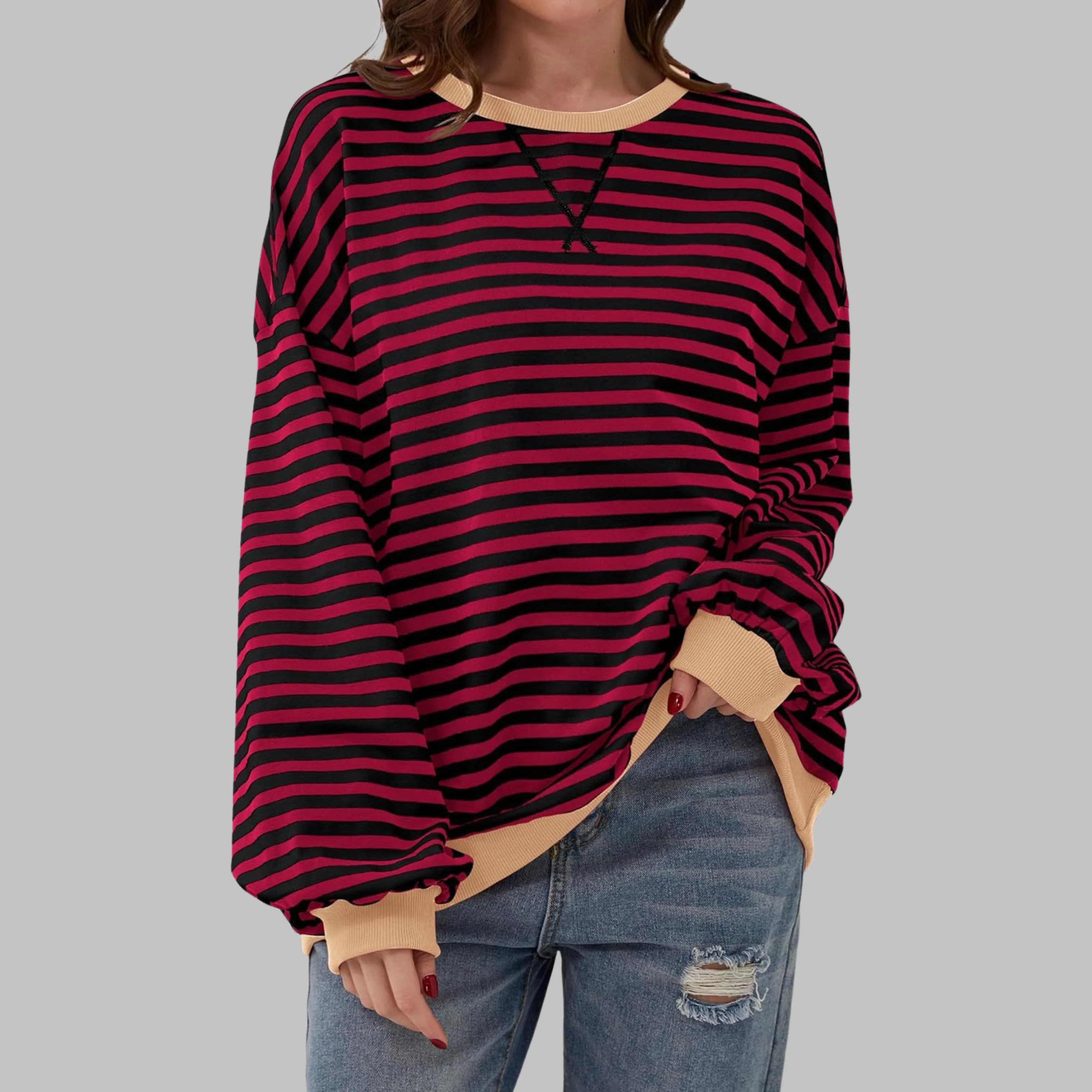 LUKA™ - Gestreiftes Langarm-Casual-Sweatshirt mit Rundhalsausschnitt - Image 11