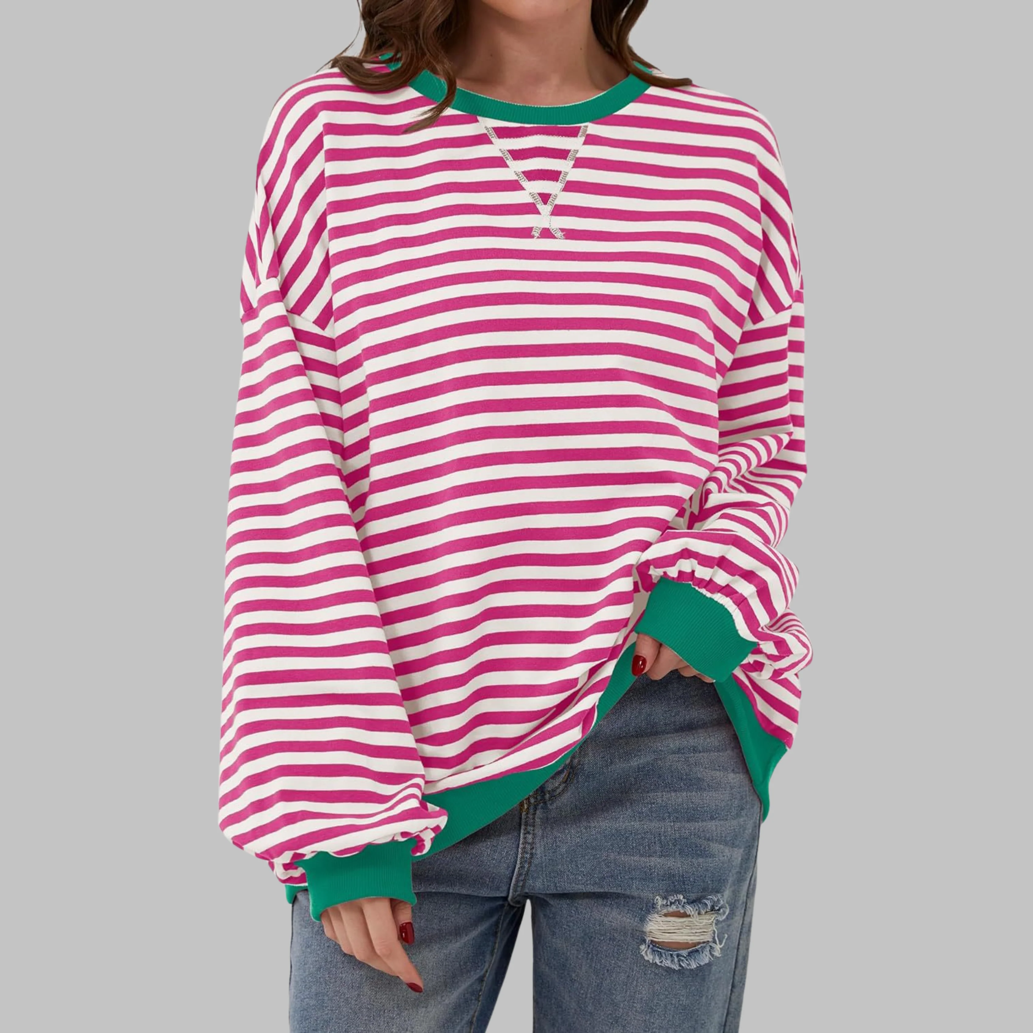 LUKA™ - Gestreiftes Langarm-Casual-Sweatshirt mit Rundhalsausschnitt - Image 2