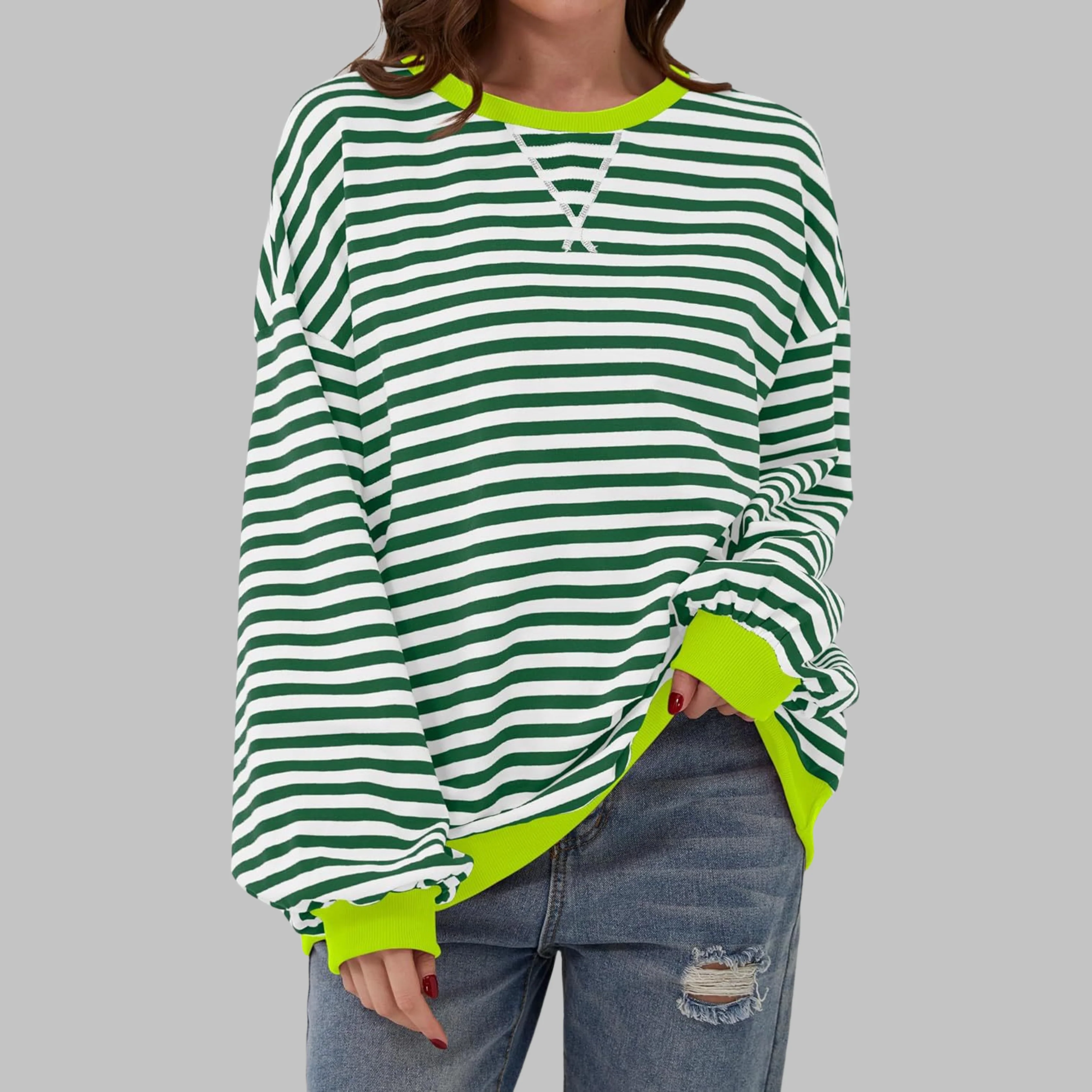 LUKA™ - Gestreiftes Langarm-Casual-Sweatshirt mit Rundhalsausschnitt - Image 3