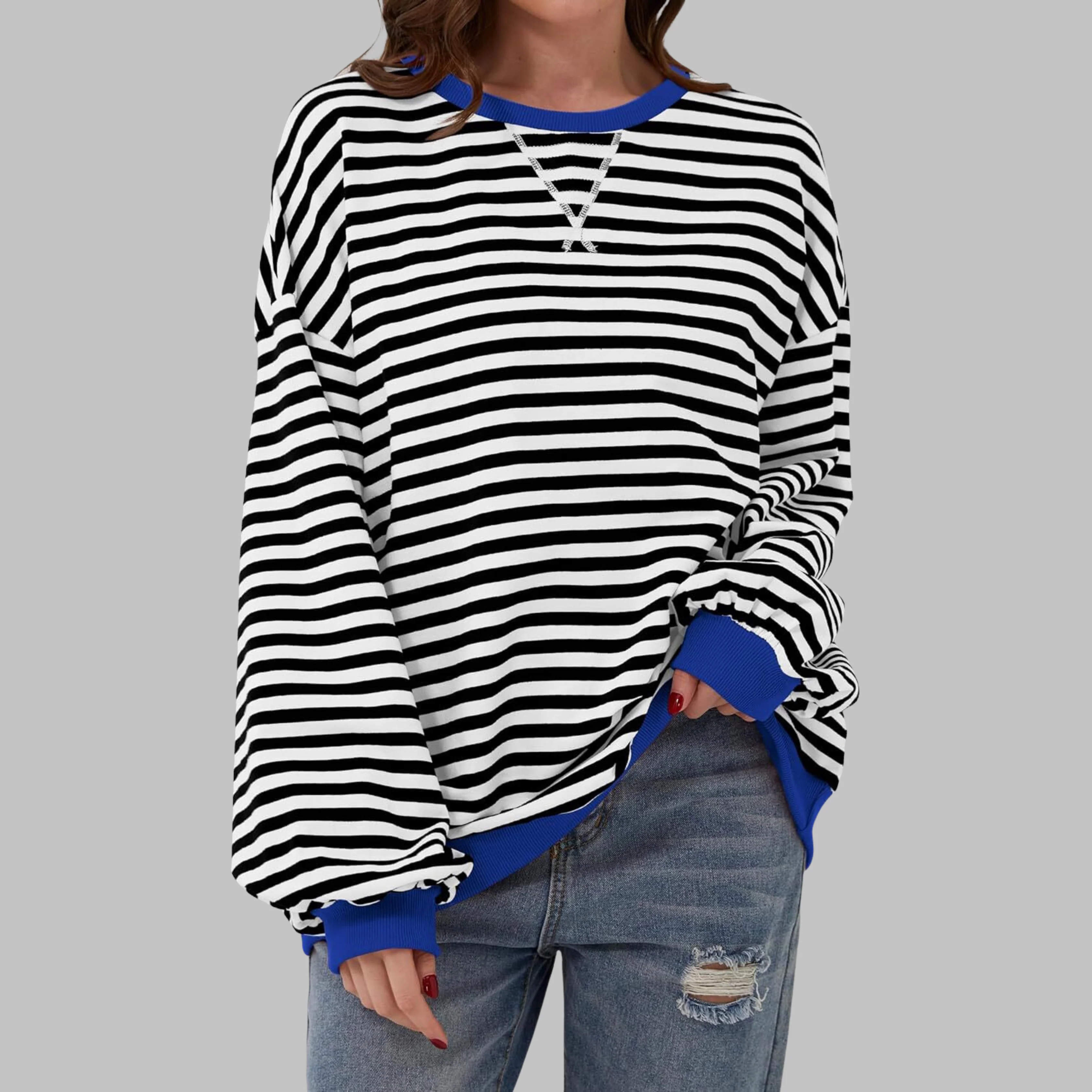LUKA™ - Gestreiftes Langarm-Casual-Sweatshirt mit Rundhalsausschnitt - Image 4