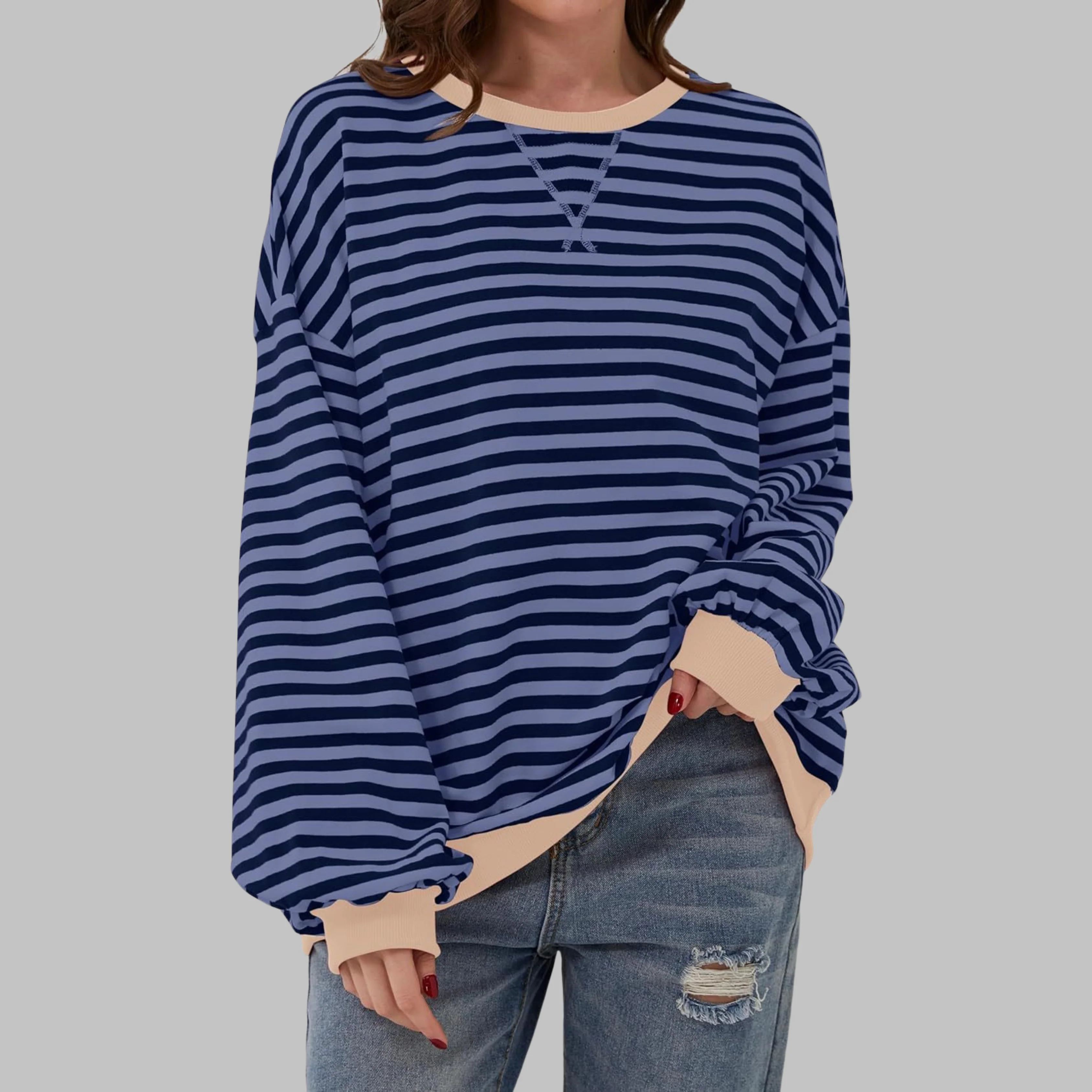 LUKA™ - Gestreiftes Langarm-Casual-Sweatshirt mit Rundhalsausschnitt - Image 9