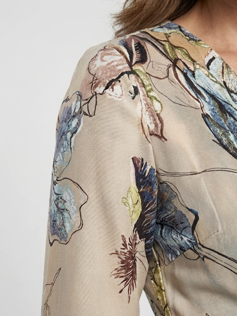 Margaret | Maxikleid mit drei Viertel Ärmeln und floralem Muster - Image 3