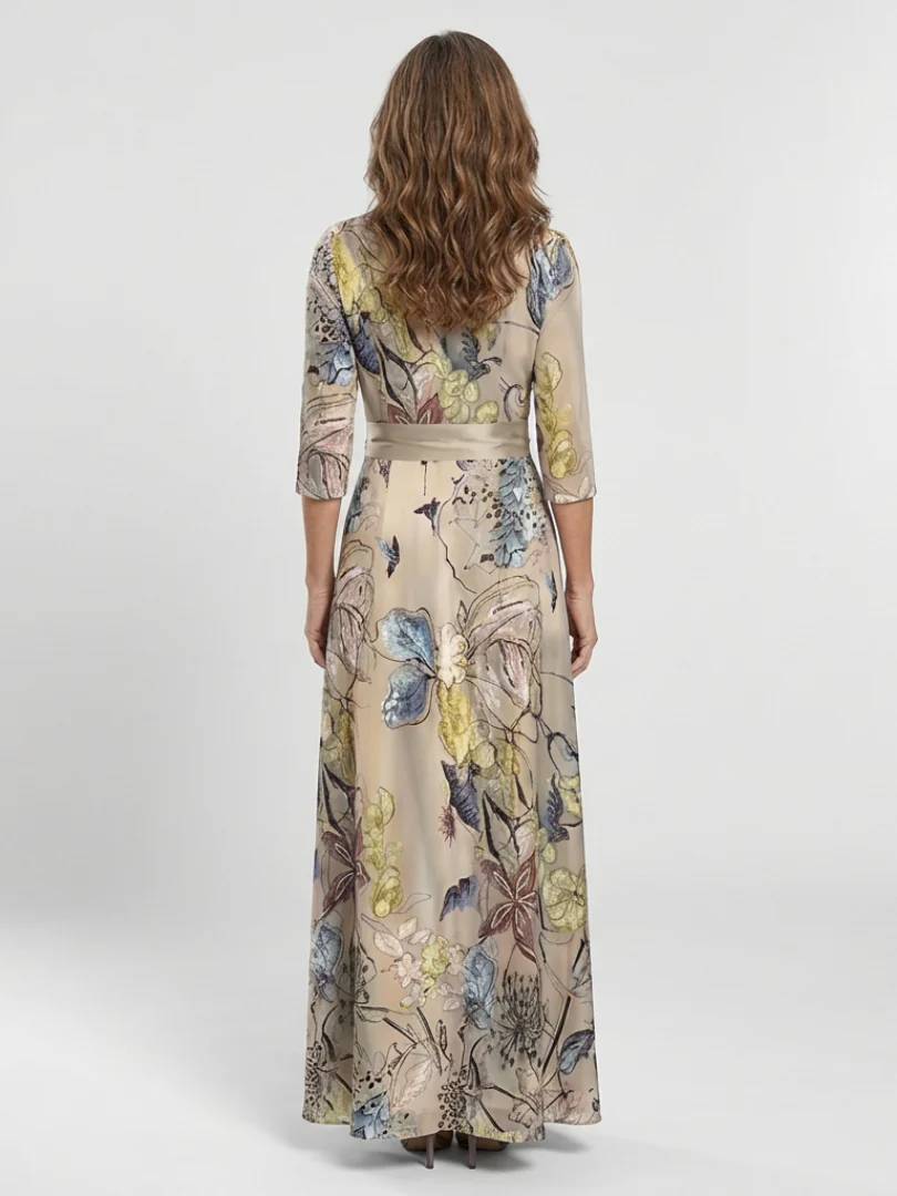Margaret | Maxikleid mit drei Viertel Ärmeln und floralem Muster - Image 4
