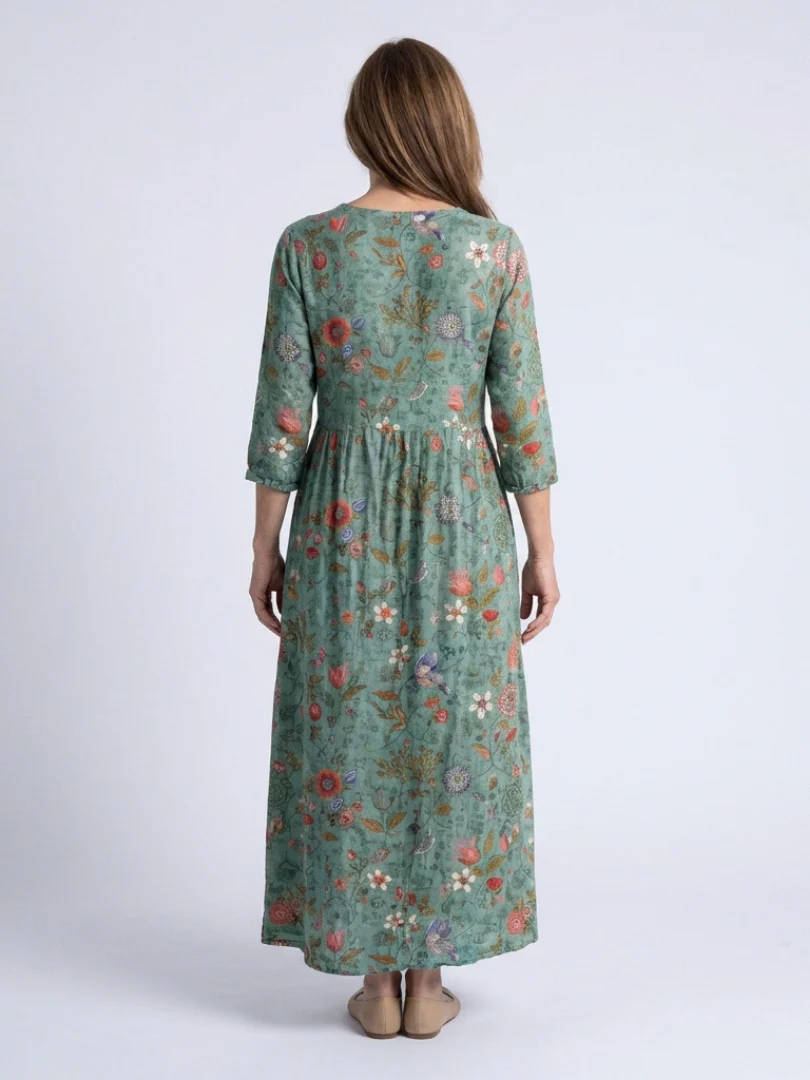 Marina | Floral V-Ausschnitt Maxikleid mit Dreiviertelärmeln - Image 3