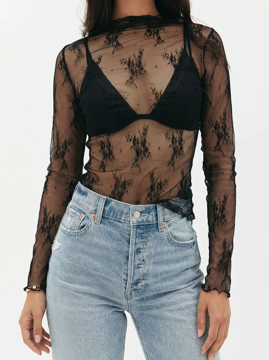 MARYAM™ - Einfarbiger Spitzenoberteil & Jumpsuit Ensemble mit Taschen - Image 7