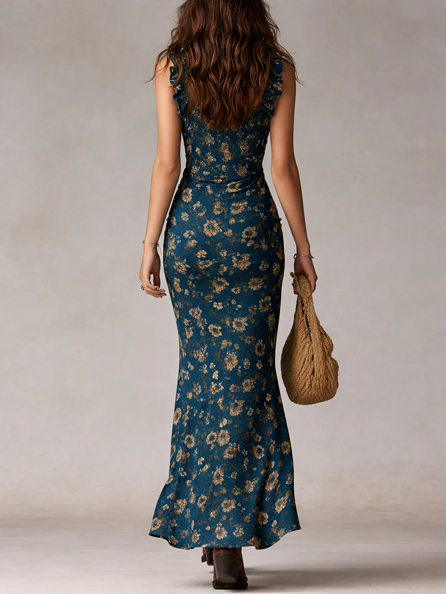 Maya™ | Boho Retro Rüschensleeves Maxikleid mit hohem Schlitz - Image 5