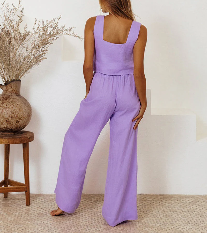 Milena - Minimalistisches Top und weite Hose Set - Image 5