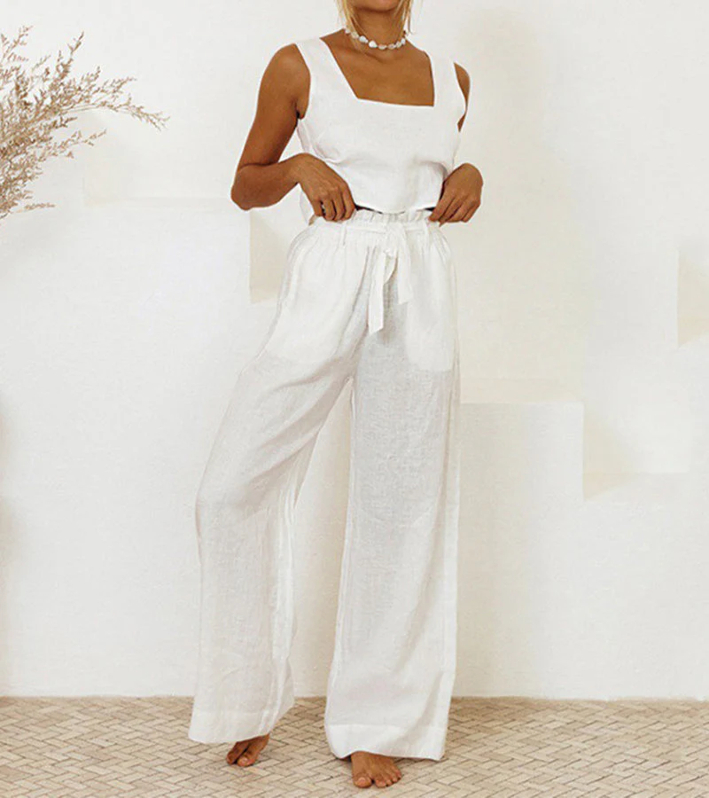 Milena - Minimalistisches Top und weite Hose Set - Image 7
