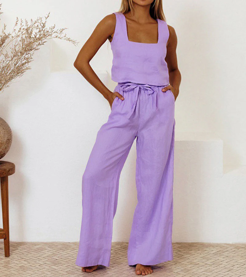 Milena - Minimalistisches Top und weite Hose Set - Image 8