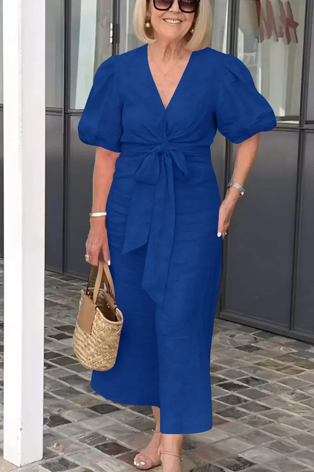 Natasha - Elegantes V-Ausschnitt Kleid - Image 10