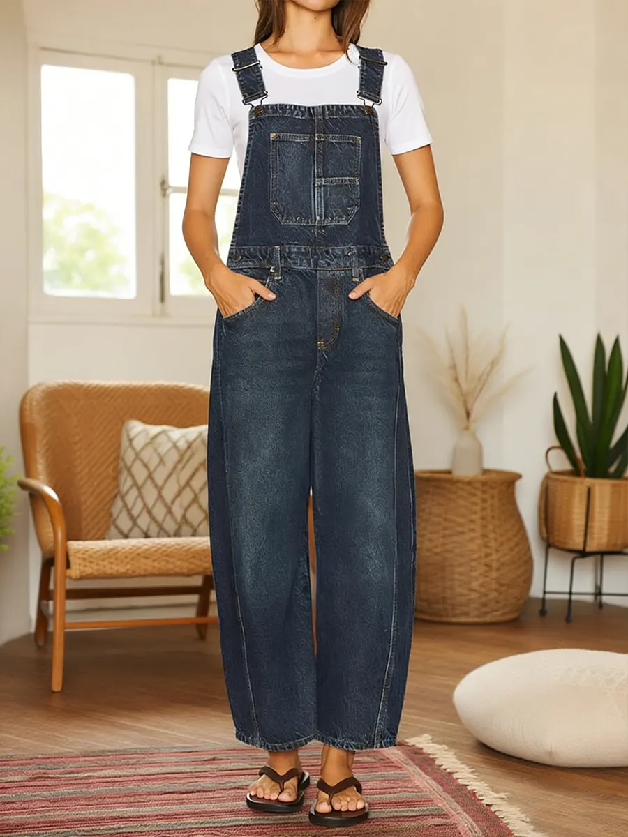 Nora | Denim Latzhose Jumpsuit mit Taschen - Image 2