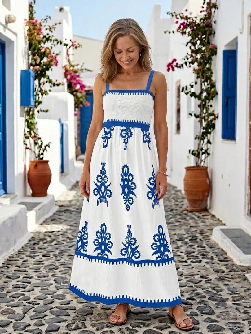 Odelina | Ärmelloses Maxikleid mit gerafftem Oberteil - Image 2