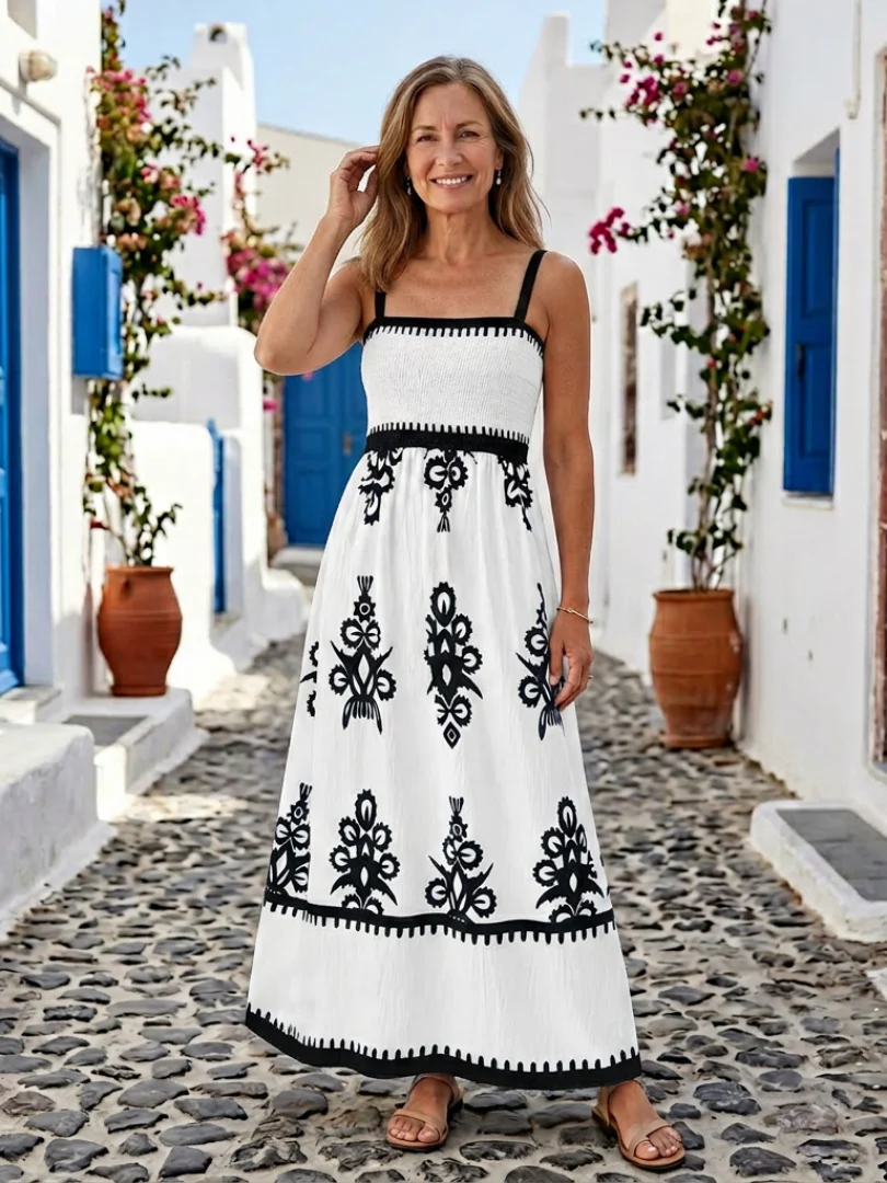 Odelina | Ärmelloses Maxikleid mit gerafftem Oberteil - Image 3