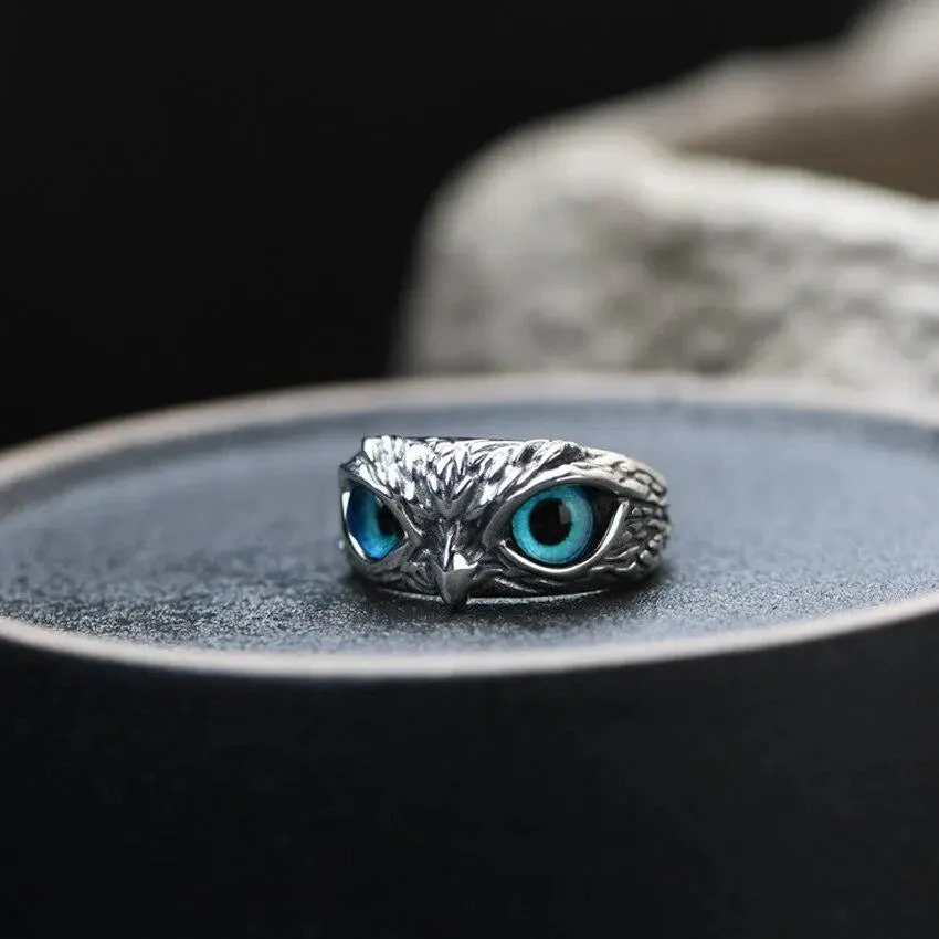 Opal-beschmückter verstellbarer Silber-Eulenring - Image 4