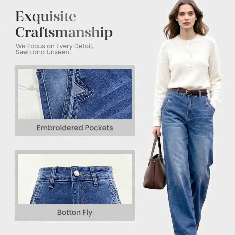 Retro Hochtaillierte Weite Jeans für Damen - Image 10