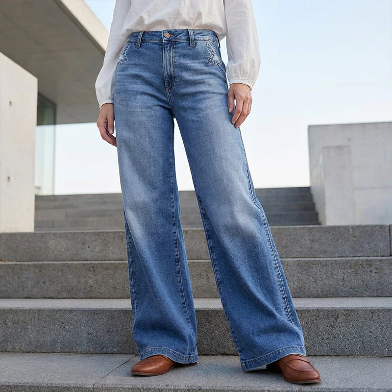 Retro Hochtaillierte Weite Jeans für Damen - Image 13