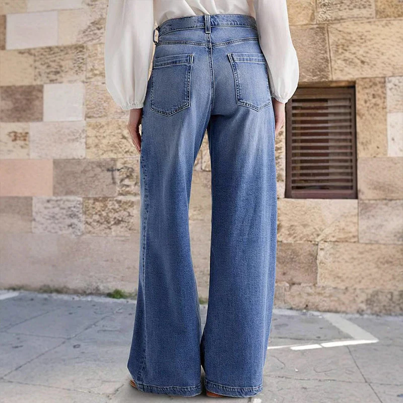 Retro Hochtaillierte Weite Jeans für Damen - Image 6