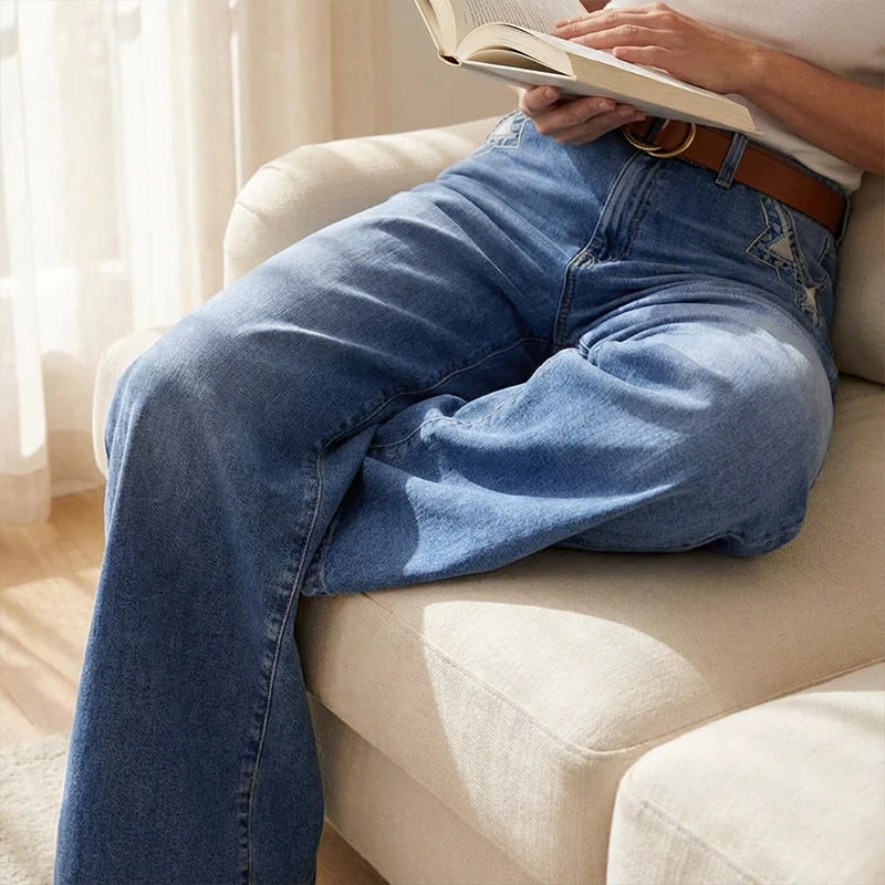 Retro Hochtaillierte Weite Jeans für Damen - Image 8