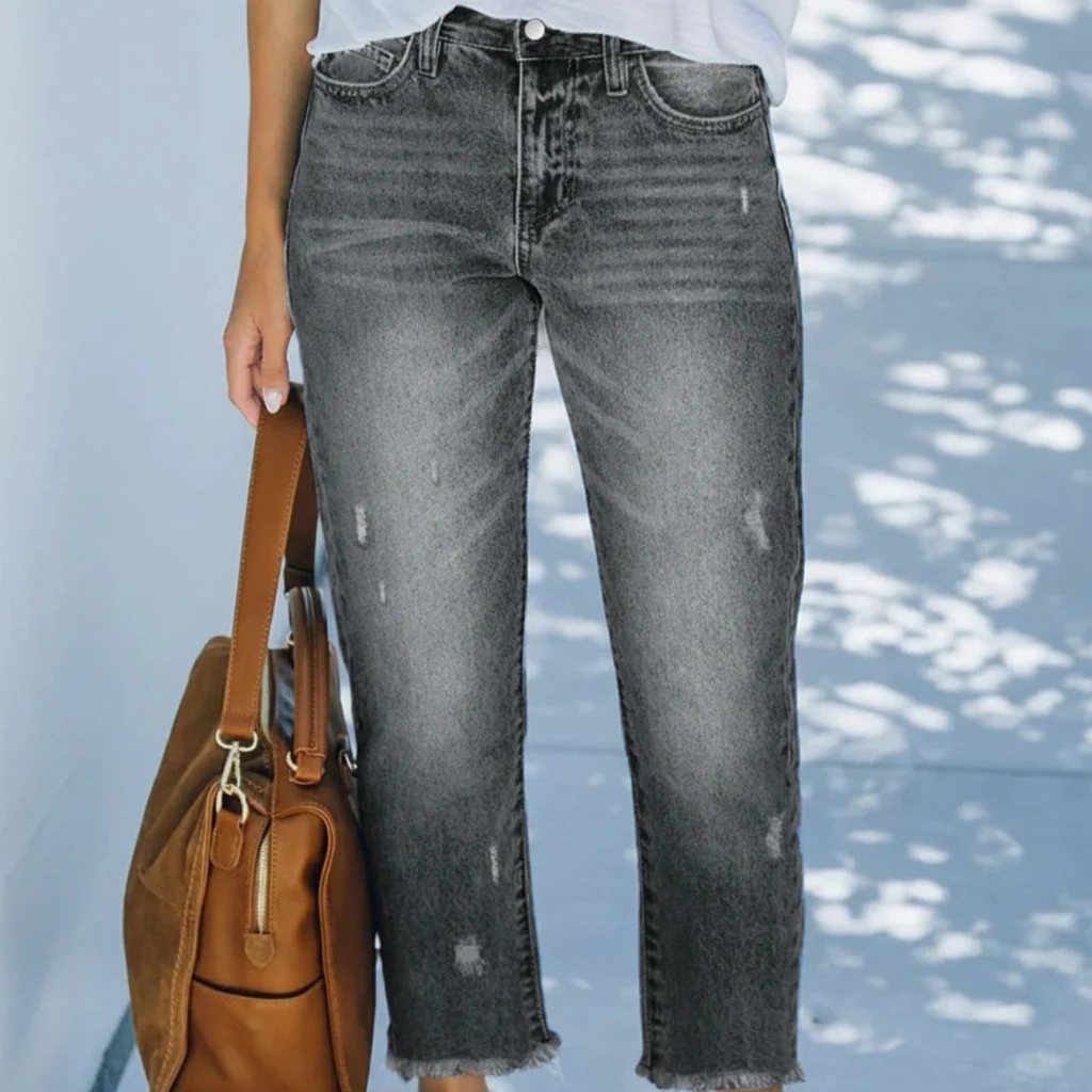Retro kurze gerade Jeans für Frauen - Image 9