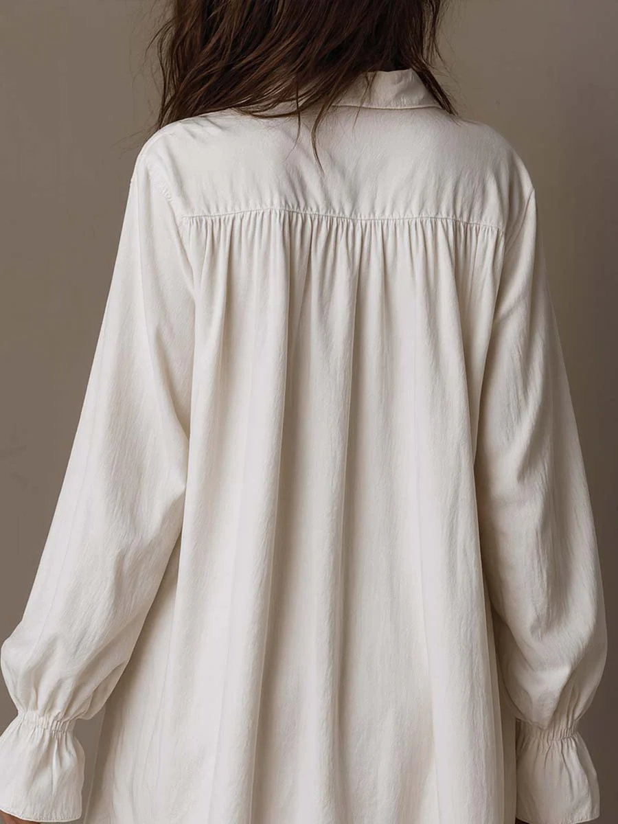 Retro-Stil Spitzen Unregelmäßiger Saum Langärmliges Mini-Kleid - Image 2