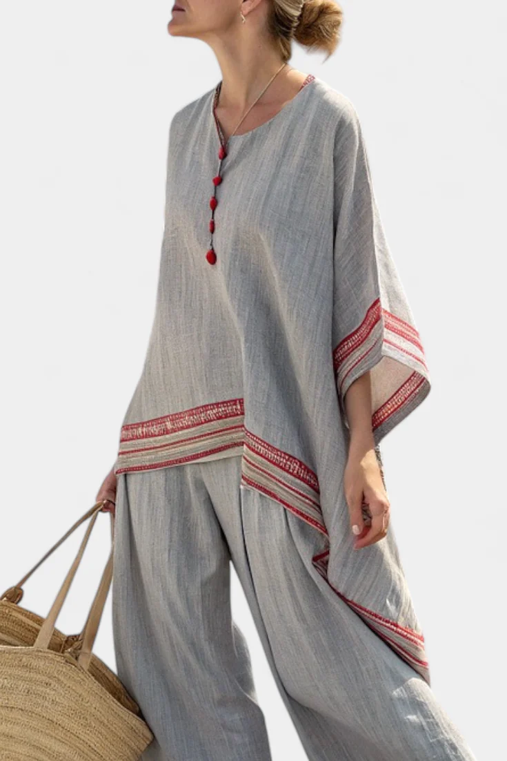 Rossella – asymmetrische Bluse und weite ethnische Hosen - Image 2