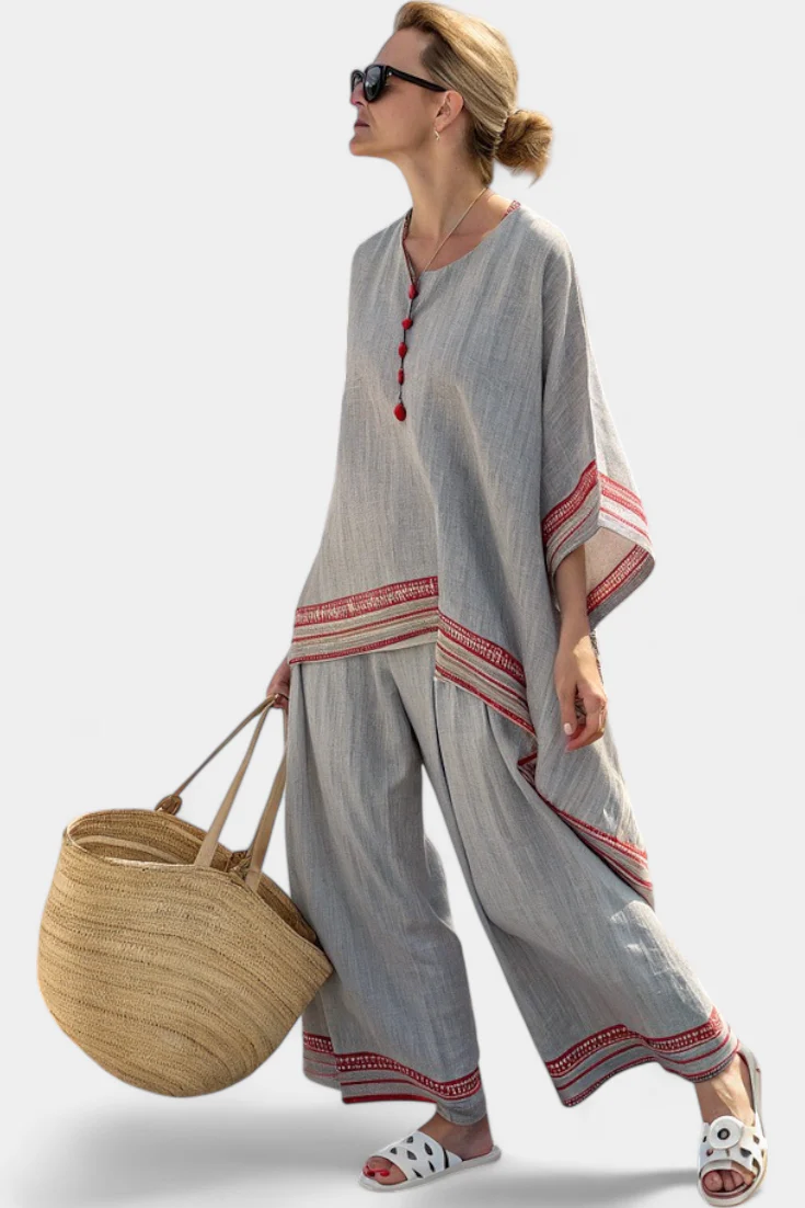 Rossella – asymmetrische Bluse und weite ethnische Hosen - Image 4
