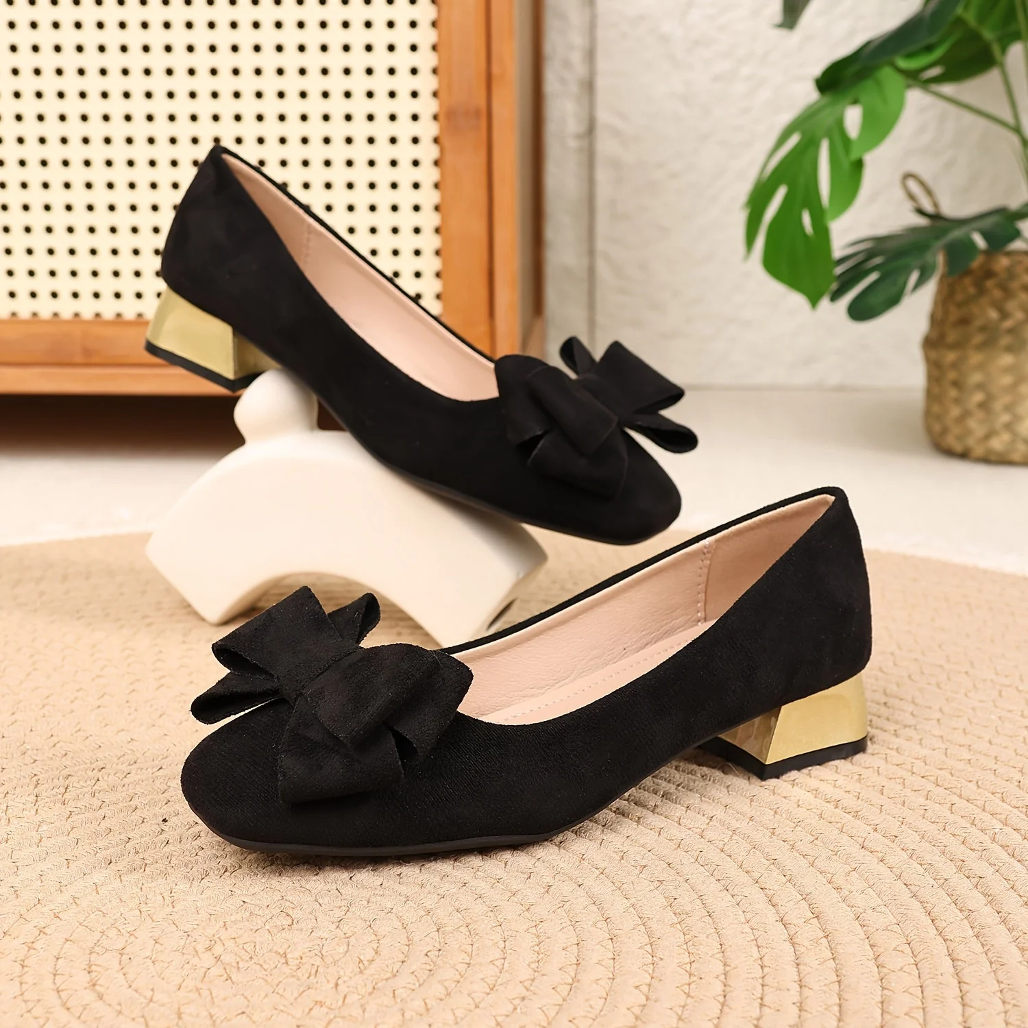 Schicke Damen-Bow-Schuhe mit stylischen dicken Absätzen - Image 5