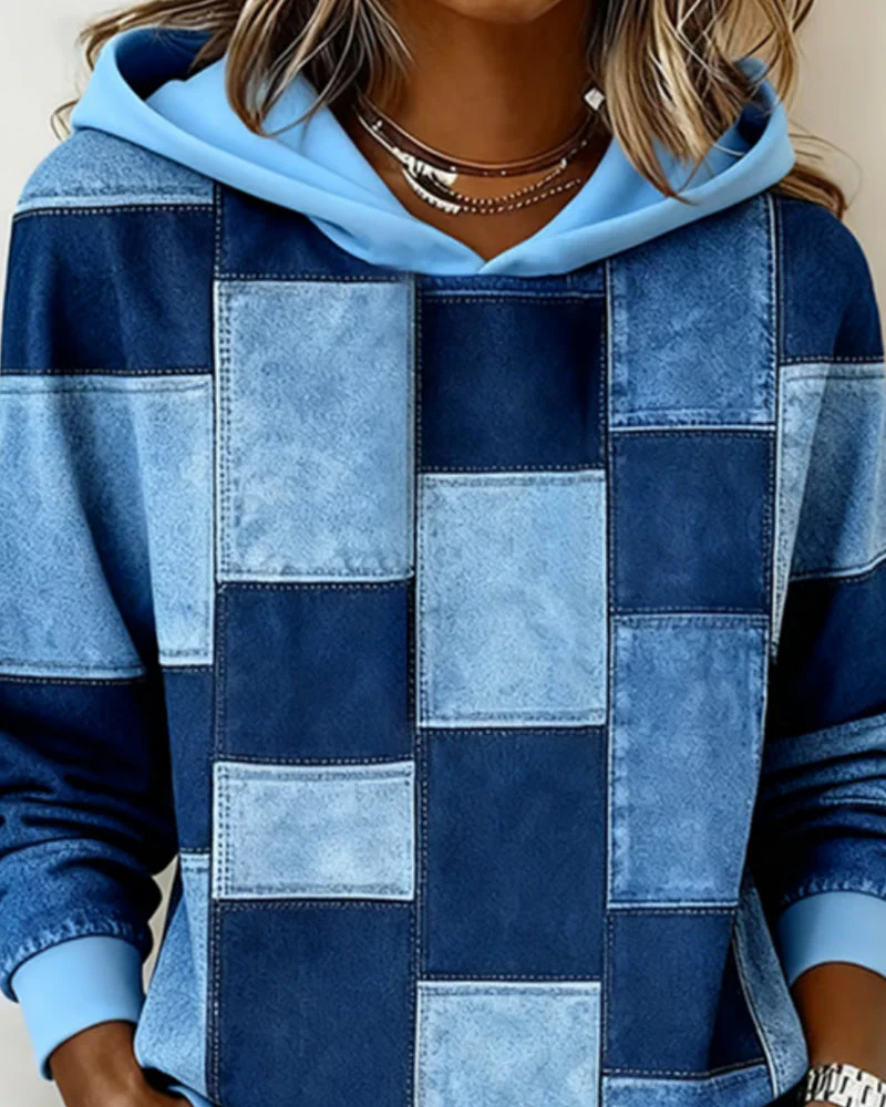 Schicker Langarm-Karierten Hoodie - Image 2