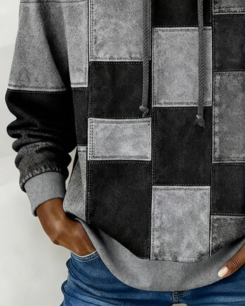 Schicker Langarm-Karierten Hoodie - Image 5