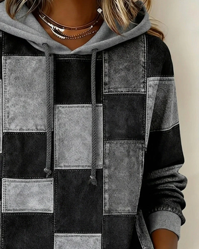 Schicker Langarm-Karierten Hoodie - Image 6