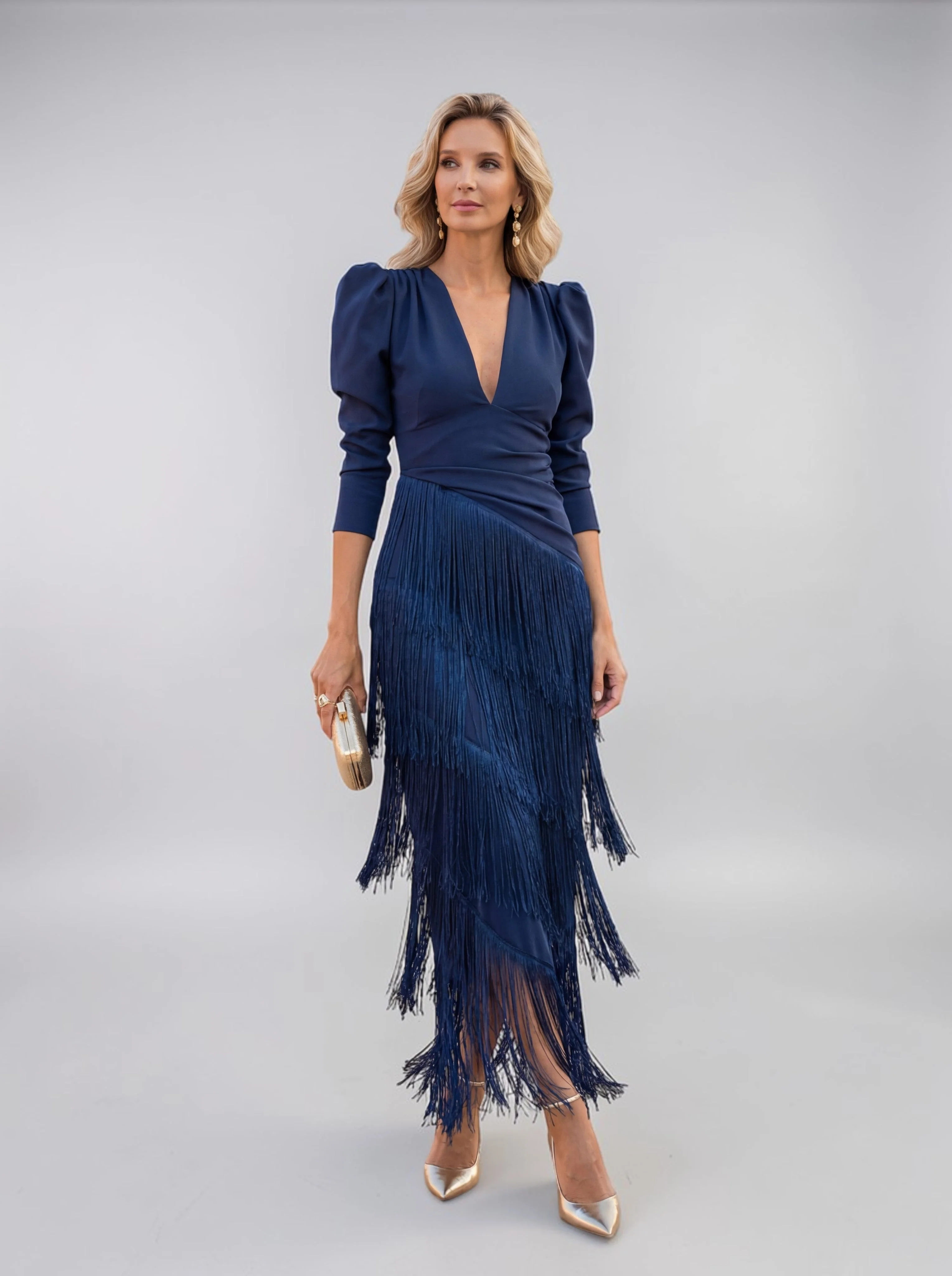 Sofia | Elegantes Ombré-Fransenkleid mit V-Ausschnitt - Image 4