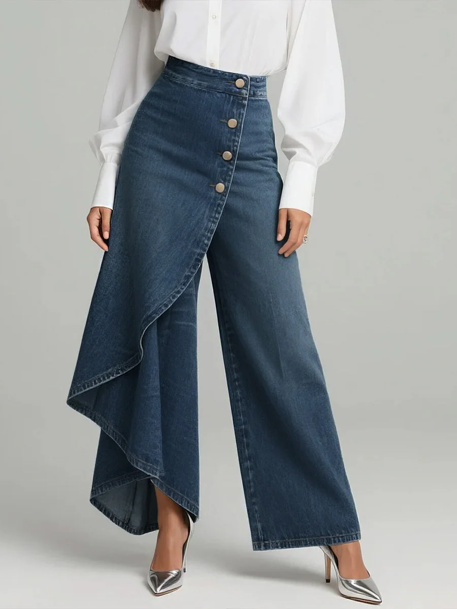 Stylische Damen High-Waisted Weitbein Jeans mit Relaxed Fit - Image 3
